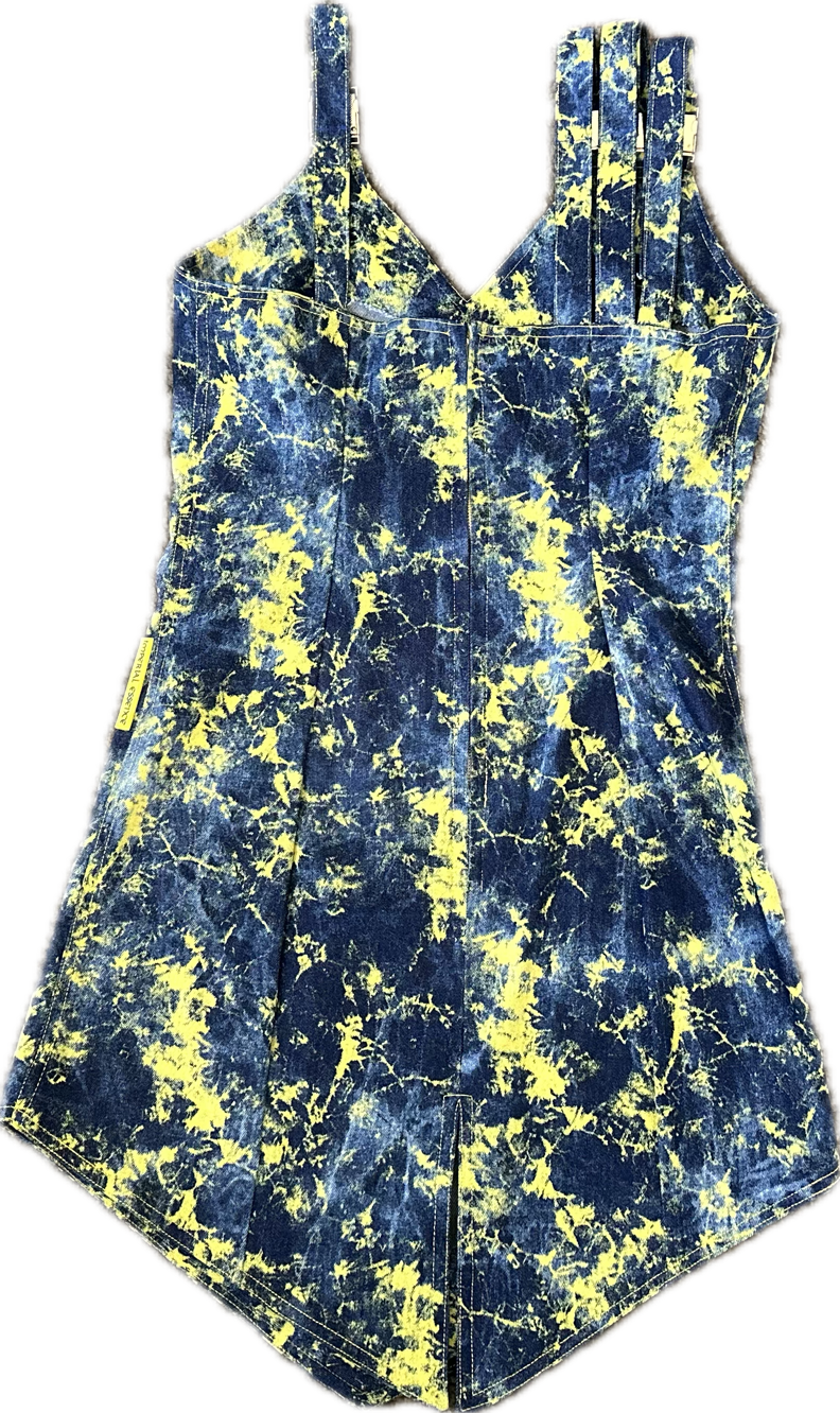 Denim V-cut buckle dress (IE004)